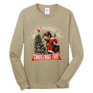 Rockin Around The Christmas Funny Cowboy Trump Western Xmas Tall Long Sleeve T-Shirt