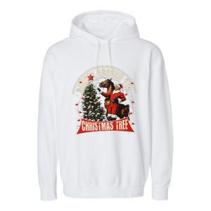 Rockin Around The Christmas Funny Cowboy Trump Western Xmas Garment-Dyed Fleece Hoodie