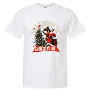 Rockin Around The Christmas Funny Cowboy Trump Western Xmas Garment-Dyed Heavyweight T-Shirt