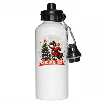 Rockin Around The Christmas Funny Cowboy Trump Western Xmas Aluminum Water Bottle