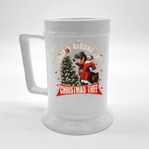 Rockin Around The Christmas Funny Cowboy Trump Western Xmas Beer Stein