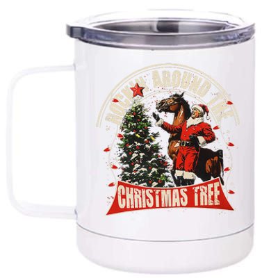 Rockin Around The Christmas Funny Cowboy Trump Western Xmas 12 oz Stainless Steel Tumbler Cup