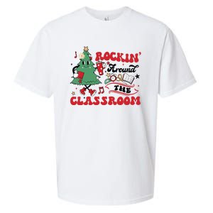 Rockin Around The Classroom Teacher Christmas Tree Vibes Teacher Sueded Cloud Jersey T-Shirt