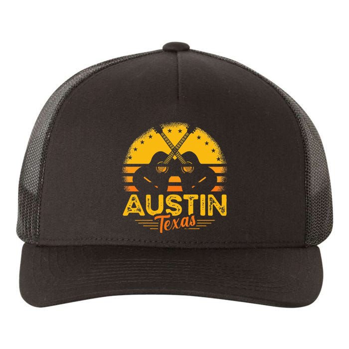 Retro Austin Texas Guitar Texas Yupoong Adult 5-Panel Trucker Hat