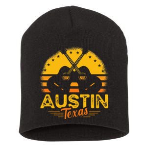 Retro Austin Texas Guitar Texas Short Acrylic Beanie