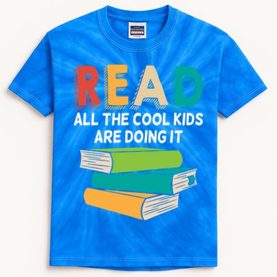 Read All The Cool Are Reading Book Lover Gift Readers Gift Kids Tie-Dye T-Shirt