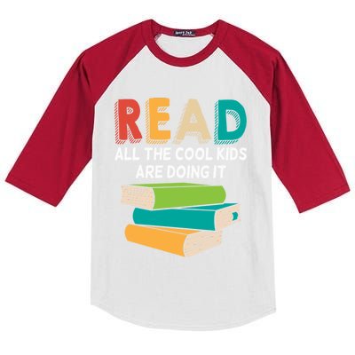 Read All The Cool Are Reading Book Lover Gift Readers Gift Kids Colorblock Raglan Jersey