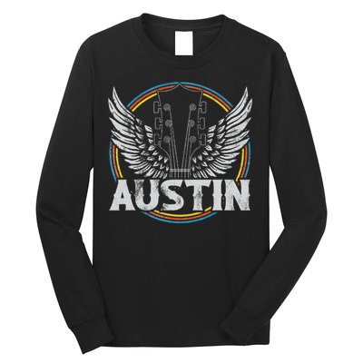 Retro Austin Texas Guitar Vintage Country Music Concert Long Sleeve Shirt