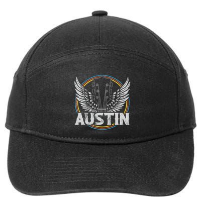 Retro Austin Texas Guitar Vintage Country Music Concert 7-Panel Snapback Hat