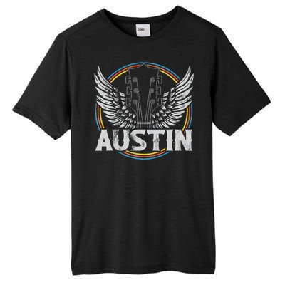 Retro Austin Texas Guitar Vintage Country Music Concert Tall Fusion ChromaSoft Performance T-Shirt