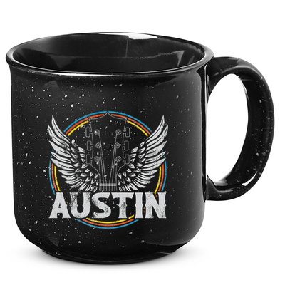 Retro Austin Texas Guitar Vintage Country Music Concert 15oz Campfire Ceramic Mug