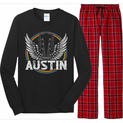 Retro Austin Texas Guitar Vintage Country Music Concert Long Sleeve Pajama Set