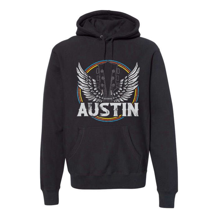 Retro Austin Texas Guitar Vintage Country Music Concert Premium Hoodie