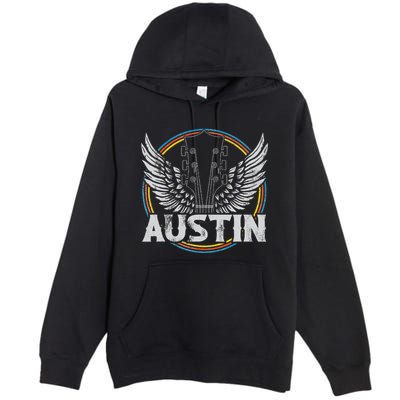 Retro Austin Texas Guitar Vintage Country Music Concert Premium Pullover Hoodie