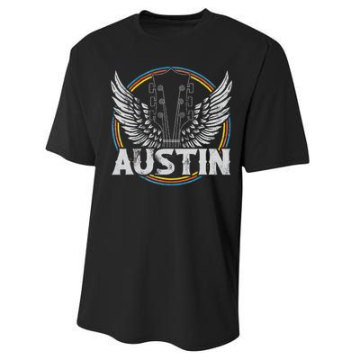 Retro Austin Texas Guitar Vintage Country Music Concert Performance Sprint T-Shirt