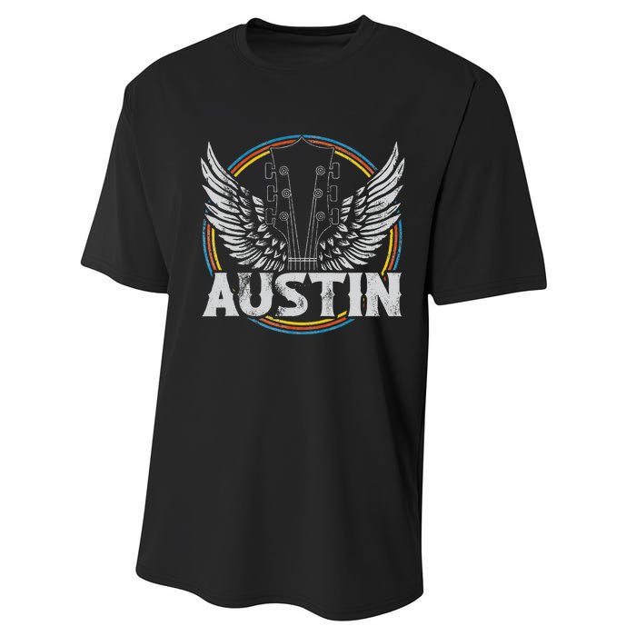 Retro Austin Texas Guitar Vintage Country Music Concert Performance Sprint T-Shirt