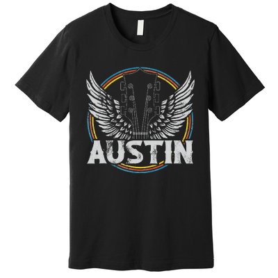 Retro Austin Texas Guitar Vintage Country Music Concert Premium T-Shirt