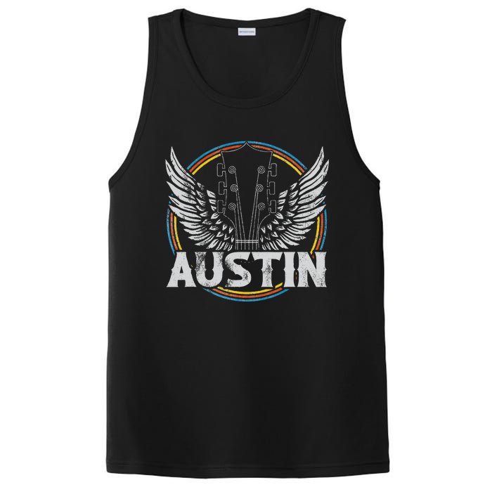 Retro Austin Texas Guitar Vintage Country Music Concert PosiCharge Competitor Tank