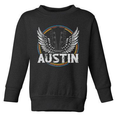 Retro Austin Texas Guitar Vintage Country Music Concert Toddler Sweatshirt