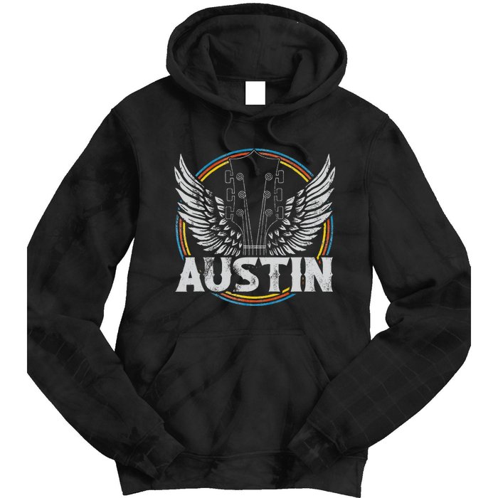 Retro Austin Texas Guitar Vintage Country Music Concert Tie Dye Hoodie