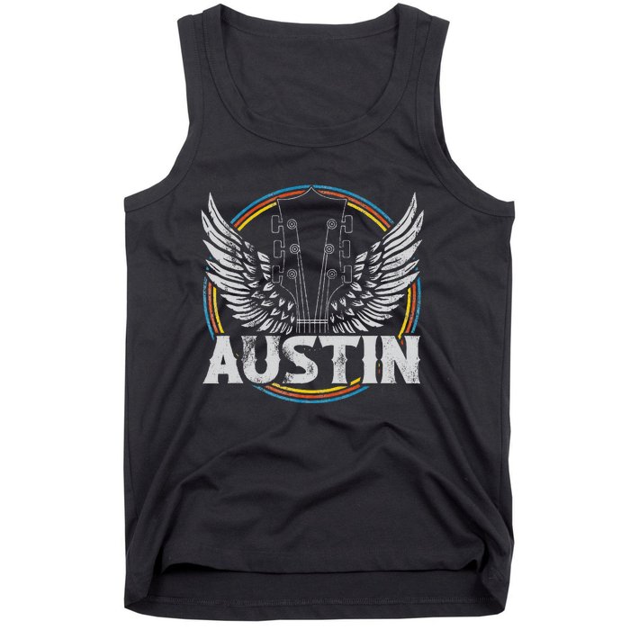 Retro Austin Texas Guitar Vintage Country Music Concert Tank Top