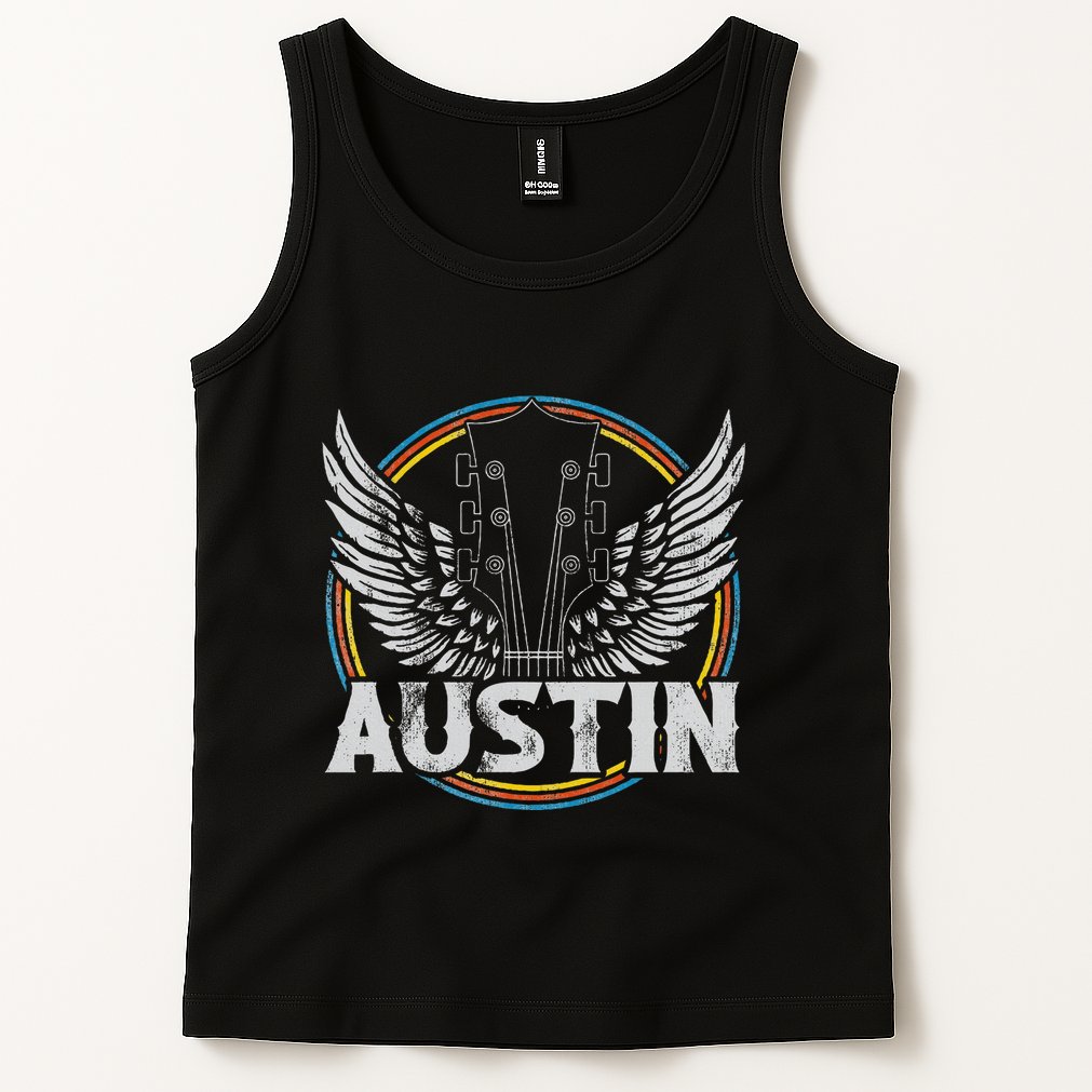 Retro Austin Texas Guitar Vintage Country Music Concert Tank Top