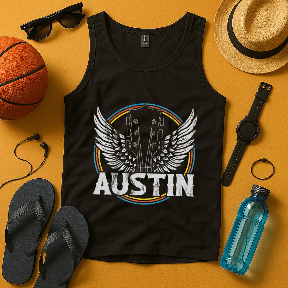 Retro Austin Texas Guitar Vintage Country Music Concert Tank Top