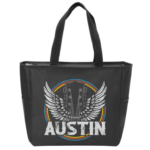 Retro Austin Texas Guitar Vintage Country Music Concert Zip Tote Bag