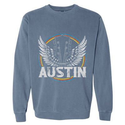 Retro Austin Texas Guitar Vintage Country Music Concert Garment-Dyed Sweatshirt