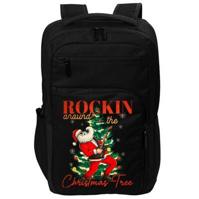 Rocking Around The Christmas Tree Santa Rock And Roll Guitar Impact Tech Backpack