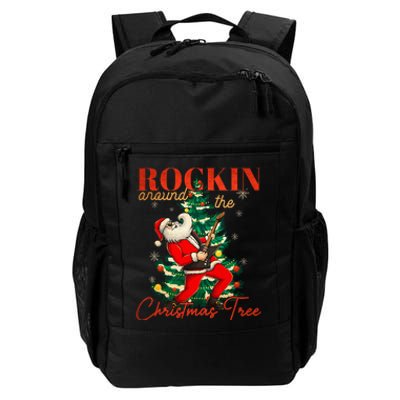 Rocking Around The Christmas Tree Santa Rock And Roll Guitar Daily Commute Backpack