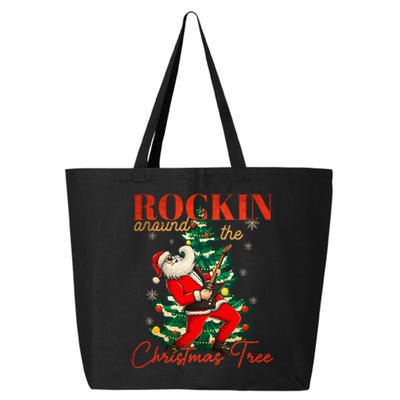 Rocking Around The Christmas Tree Santa Rock And Roll Guitar 25L Jumbo Tote