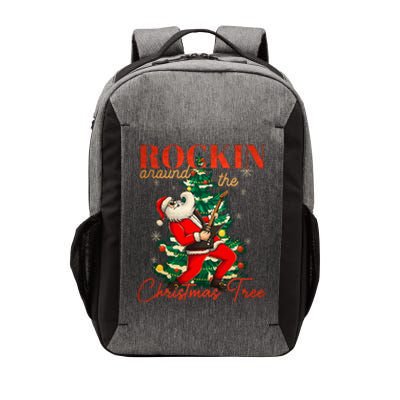 Rocking Around The Christmas Tree Santa Rock And Roll Guitar Vector Backpack