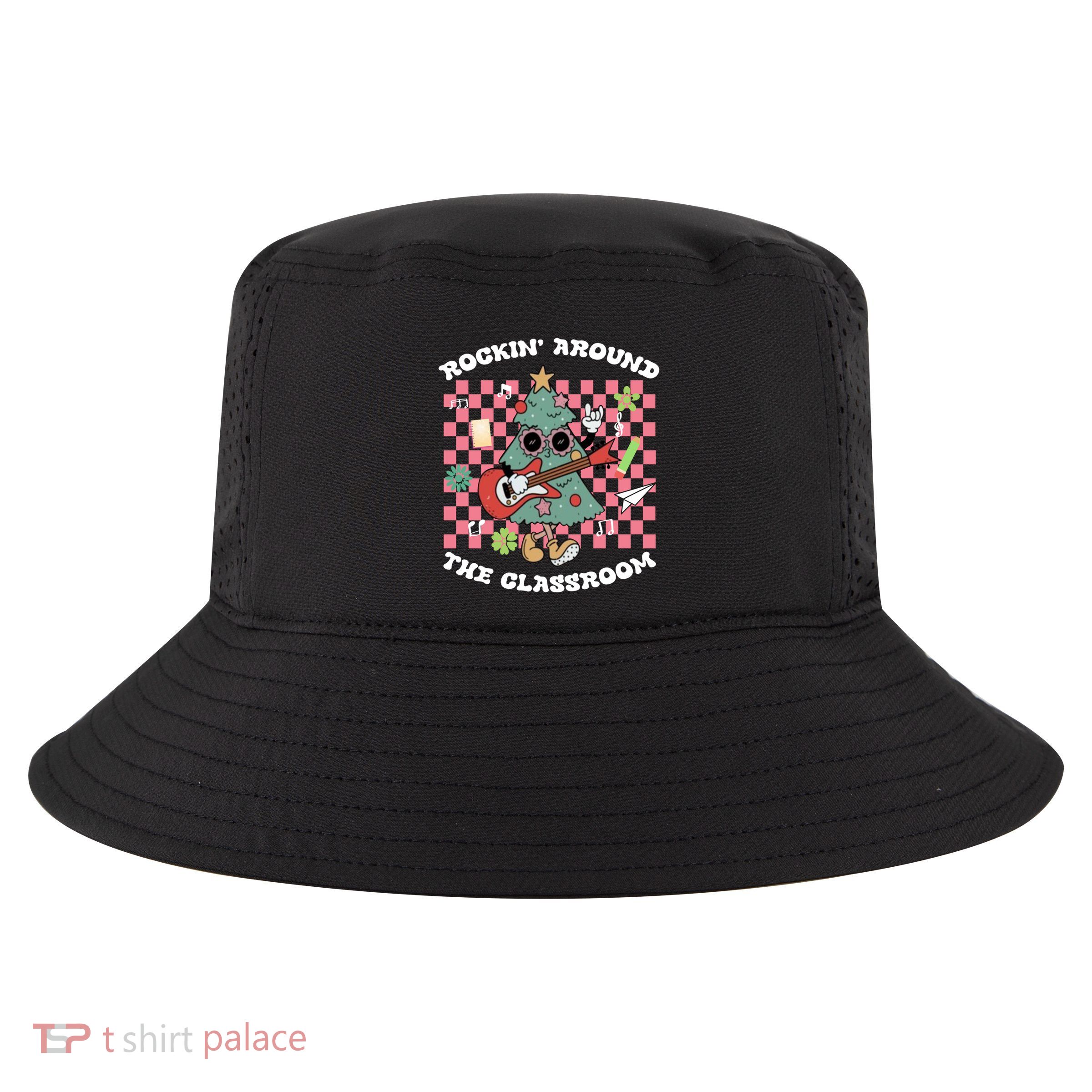 Rockin Around The Classroom Retro Teacher Christmas Meaningful Gift Cool Comfort Performance Bucket Hat