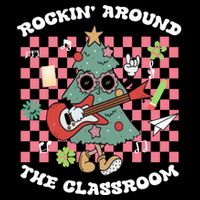 Rockin Around The Classroom Retro Teacher Christmas Meaningful Gift Drawstring Bag