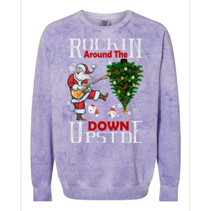 Rockin Around The Christmas Upside Down Colorblast Crewneck Sweatshirt