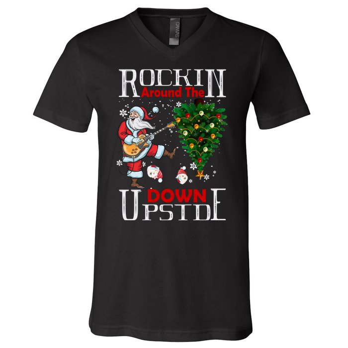 Rockin Around The Christmas Upside Down V-Neck T-Shirt