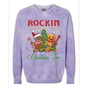 Rocking Around The Christmas Tree Gingerbread Rock And Roll Cute Gift Colorblast Crewneck Sweatshirt