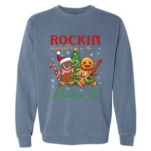 Rocking Around The Christmas Tree Gingerbread Rock And Roll Cute Gift Garment-Dyed Sweatshirt