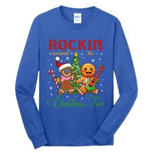 Rocking Around The Christmas Tree Gingerbread Rock And Roll Cute Gift Tall Long Sleeve T-Shirt