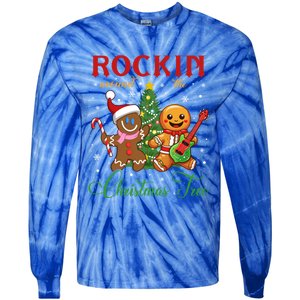 Rocking Around The Christmas Tree Gingerbread Rock And Roll Cute Gift Tie-Dye Long Sleeve Shirt