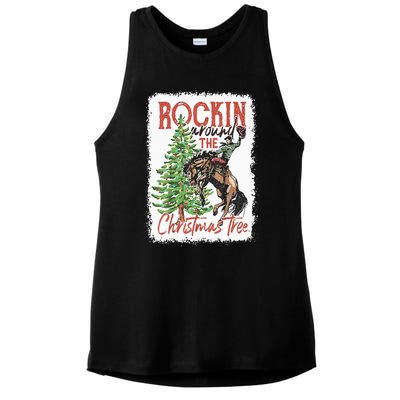 Rocking Around The Christmas Tree Christmas Cowboy Horse Ladies PosiCharge Tri-Blend Wicking Tank