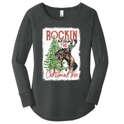 Rocking Around The Christmas Tree Christmas Cowboy Horse Women's Perfect Tri Tunic Long Sleeve Shirt