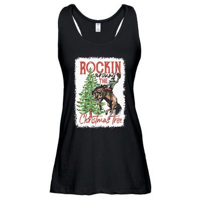 Rocking Around The Christmas Tree Christmas Cowboy Horse Ladies Essential Flowy Tank