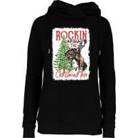 Rocking Around The Christmas Tree Christmas Cowboy Horse Womens Funnel Neck Pullover Hood