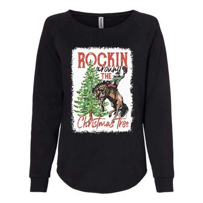 Rocking Around The Christmas Tree Christmas Cowboy Horse Womens California Wash Sweatshirt