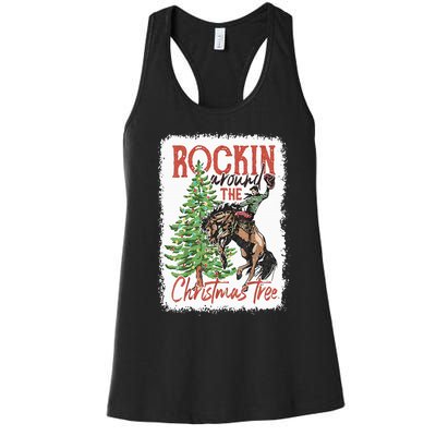 Rocking Around The Christmas Tree Christmas Cowboy Horse Women's Racerback Tank