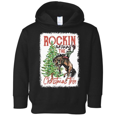 Rocking Around The Christmas Tree Christmas Cowboy Horse Toddler Hoodie