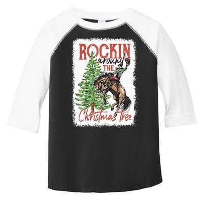 Rocking Around The Christmas Tree Christmas Cowboy Horse Toddler Fine Jersey T-Shirt