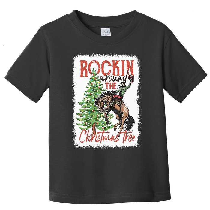 Rocking Around The Christmas Tree Christmas Cowboy Horse Toddler T-Shirt